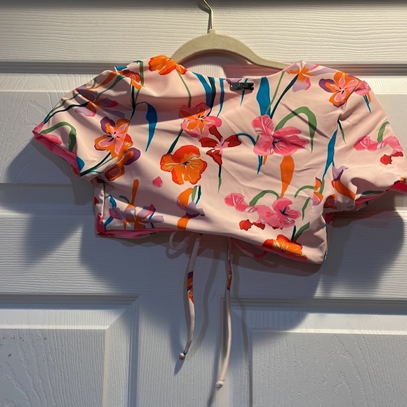 New! Bylil Chloe Reversible Tie Front Top Cover Up XS Bikini - Picture 7 of 8